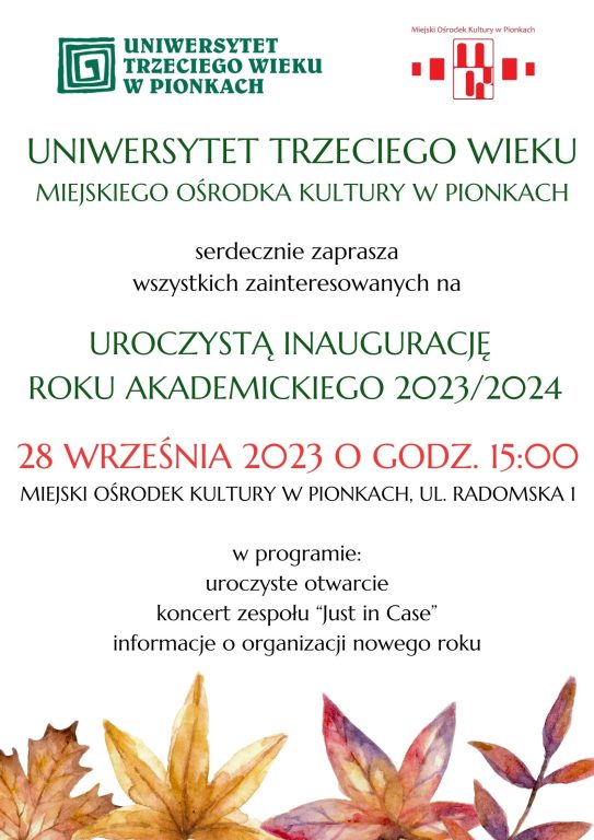 Inauguracja Roku Akademickiego 2022/2023 Uniwersytetu Trzeciego Wieku w Pionkach